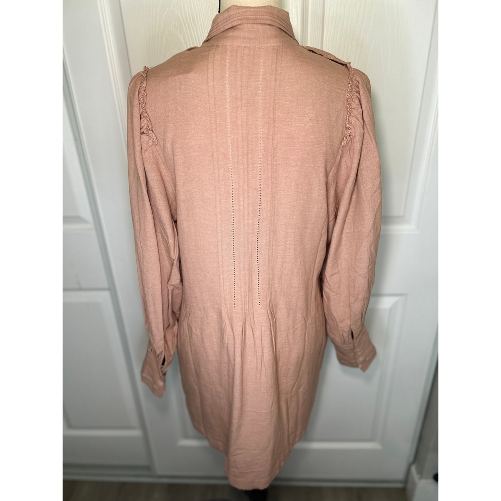 Free People Romi Mini Shirt Dress Small Pink Cashmere Ruffle Lace Boho Tunic NWT - Picture 5 of 8